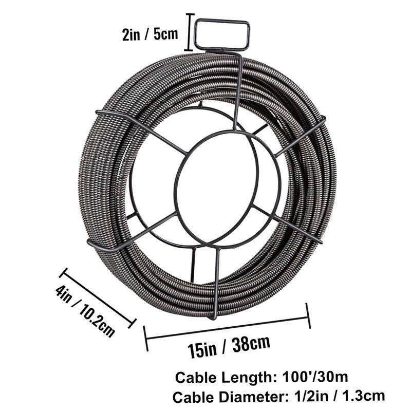 VEVOR Drain Cleaning Cable 100 Feet x 1/2 Inch Solid