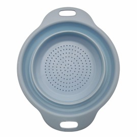 Collapsible Colander – Pastel Assorted Colours – Space-Saving Folding Strainer for Kitchen, Camping & Caravanning – 23.5cm Diameter – PP & TPR (Blue)