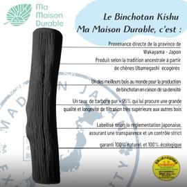 Activated Carbon Water Filter | Japanese Binchotan Sticks X3 | Genuine Kishu Binchotan | Wakayama Oak Charcoal | 100% Natural Tap Water Purifier Filter | For Jug | Filter Approx. 1.5L/Stick