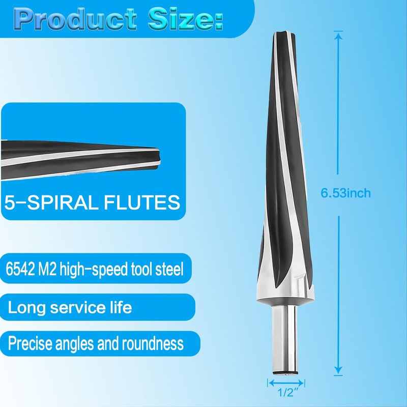 7 Degree Ball Joint Tapered Reamer 1-1/2” Per Foot Taper–