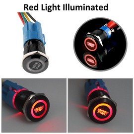 ETOPARS Black Case 19 mm Car Toggle Switch Rocker Switch Pressure Switch Momentary 12 V Red Light Metal Engine Start Socket Plug