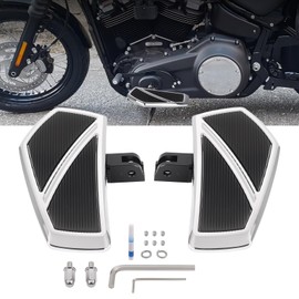 Aferrizu Motorcycle Floorboards Rider Footpegs Compatible with Harley Davidson Softail Fat Boy 114 Breakout FLDE FLSL Accessories 2018-2024 Driver Front Highway Pegs (Chrome)