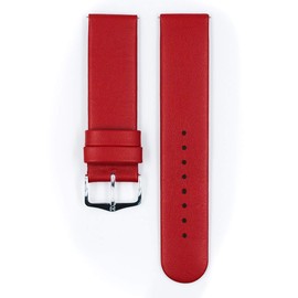 Hirsch Scandic Leather Watch Strap - Red - M - 20mm / 20mm - Shiny Silver Buckle - Calf Leather Band