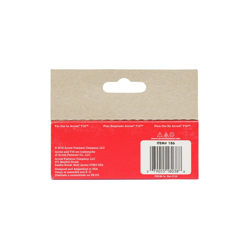Arrow 186 T18 3/8-Inch Leg Length, 3/16-Inch Crown Size, Staples