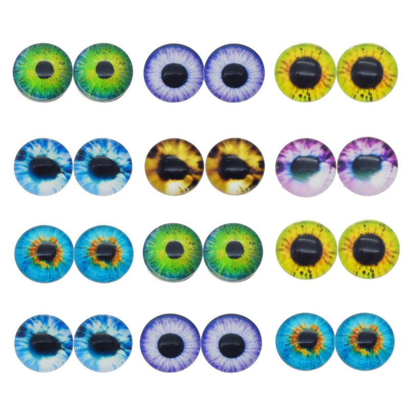 JJG 40PCS 20mm Dragon Eyes Round Glass Cabochon Flatback Jewelry