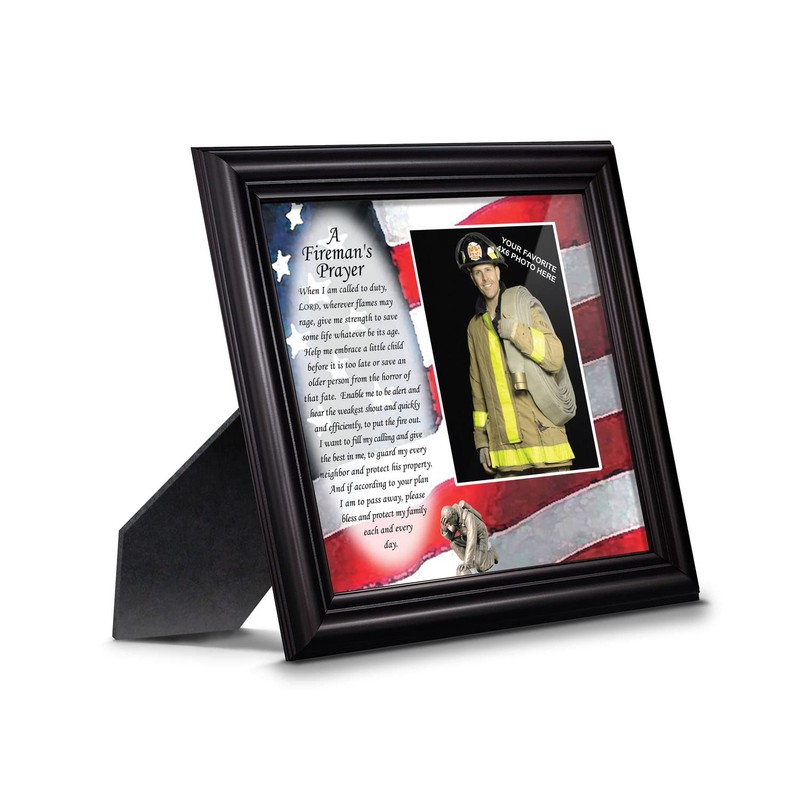Crossroads Home Décor Fireman’s Prayer Picture Frame, Firefighter Graduation Present,