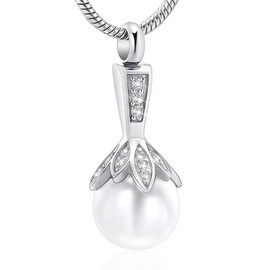 memorial jewelry Cremation Jewellery for Ashes Pearl Urn Necklace Jewellery Ash Holder for Women Ash Keepsake, Stainless Steel, No gemstone.