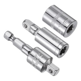 CoCud Impact Socket Adapter Set, 1/4 Inch Drive 13 mm 1/4 Inch Shank, CR-V Flat Socket Swivel Joints Hex Shank - (Applications: for Cordless Screwdriver, Impact Wrench, Drill)