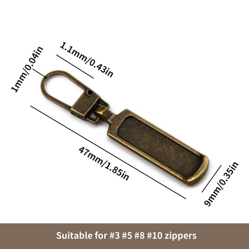 TOPASION Metal Zipper Pull Replacement for Small Holes, Detachable, Repair