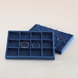 Yinbeini Jewelry Organizer Tray, Velvet Bracelet Display, Premium Jewelry Tray, Luxury Bangle Organizer,Blue Watch Tray