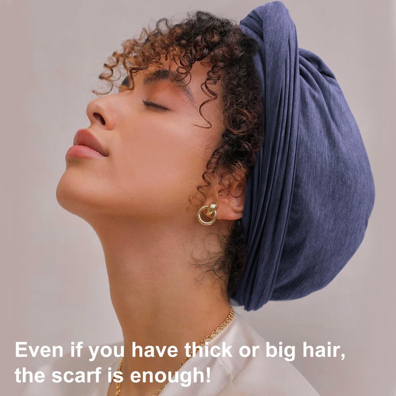 DRESHOW Hair Wrap for Women Ribbed Soft Turban Stretch Jersey