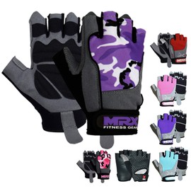 MRX Guantes de Boxeo y Fitness, Levantamiento de Pesas/Agarre de Ejercicio para Mujeres, Ideales para Entrenamientos, Entrenamiento de Peso y más, Serie Pro, Púrpura (Camo Purple), Pequeño