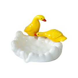 Qaoliffa Duck Ceramic Soap Dishes,Dish Soap Tray,Sponge Holder,Ceramic Cute Duck Soap Tray for Shower,Bathroom,Bar,Kitchen,Counter (Yellow)