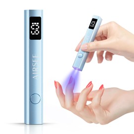 AIRSEE Cordless Mini Nail Lamp,Handheld UV Light with LCD Display for Gel Nails,Rechargeable USB Nail Dryer for Fast Cure,Rhinestone Glue Decoration,Gel Nail Strips at Home,Travel(Blue)