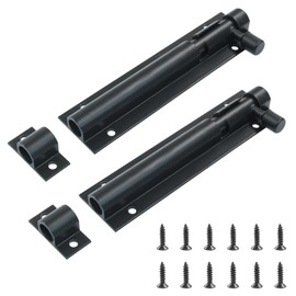 Cjueiom 2 Pack Door Lock Bolts, 4 Inch / 100mm Black Barrel Bolt Latch Heavy Duty, Slide Latch Lock with Screws for Bedroom Bathroom Toilet Shed Garden Gate
