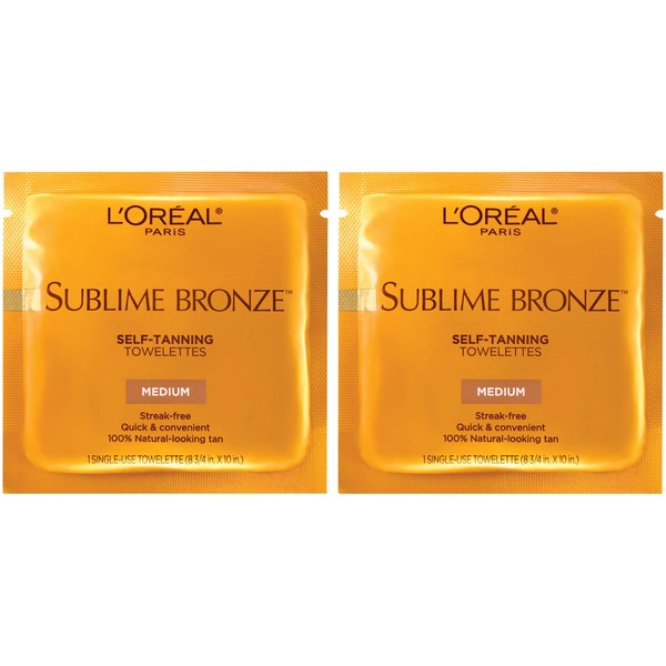 L'Oreal Paris Sublime Bronze Self Tanning Towelettes, Streak-Free, Natural Looking
