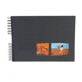 Exacompta Milano 15006E Spiral Photo Album 150 Photos 50 Black Pages Format 32 x 22 cm Black Paper Cover with Textile Effect Window for Customisation FSC® Certified