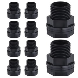 10 Pack Bulkhead Fitting, Garden Hose Threaded 3/4 Inch Male GHT x 1/2 Inch Female NPT Double Threaded Bulkhead Water Tank Connector for Rain Barrels Water Tank Pond Aquarium Tubs Pools Spigot