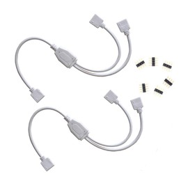 zmtyuguan 2pcs 1 to 2 Port Female Connection Cable 4 Pin Splitter Cable LED Strip Connector 2 Way Y Splitter for One to Two 5050 3528 RGB LED Light Strip with 6 Male 4 Pin Plugs