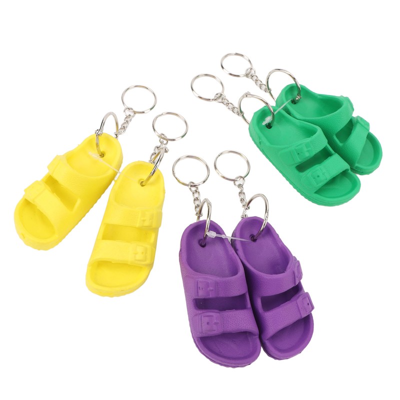 3 Pairs Slipper Keychain Silicone Multifunctional Key Chain Key Ring