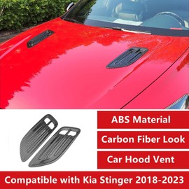 2PCS ABS Carbon Fiber Pattern Hood Vent Trim Covers Compatible with Kia Stinger 2018 2019 2020 2021 2022 2023 Accessories
