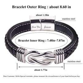 YUZHEJIE To My Grandson Bracelet, Forever Linked Together Braided Leather Bracelet, Back to School Gifts Christmas Gifts Birthday Gifts, 8.6inch