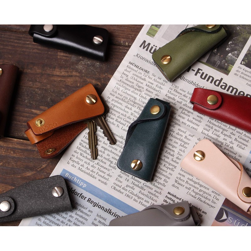 [モカ] レザー 革 キーケース02 コンパクト 薄型 おしゃれ メンズ プレゼント 誕生日