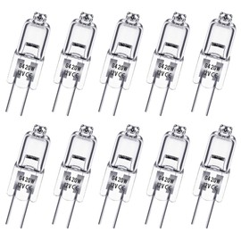 Flaspar G4 Bulb, 10 Pack Halogen Light Bulbs 12V G4 20W Dimmable, 2 Pin G4 Halogen Bulb Replacement for Under Cabinet Puck Light, Chandeliers, 3000Hrs Long Lifetime, CRI100 & 2800K Warm White Lamps