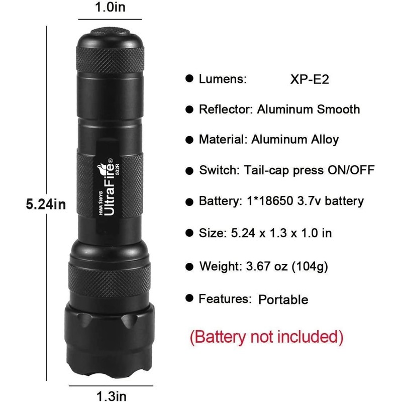 ULTRAFIRE WF-502R Zoomable Red Light Flashlight, Single Mode, RED LED