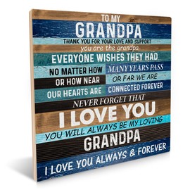 to My Grandpa Wooden Sign Best Grandpa Gift, Grandpa Gifts for Birthday Father's Day Grandparent Day Wooden Sign Keepsake Desk Wall Decor 6.2 X 6.2 Inches
