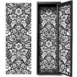 Hsei Deluxe School Locker Magnetic Wallpaper 12" x 36" Decorative Magnetic Locker Sheets School Locker Covering Removable Locker Accessories for Girl Boy School Office University (Damask Black)