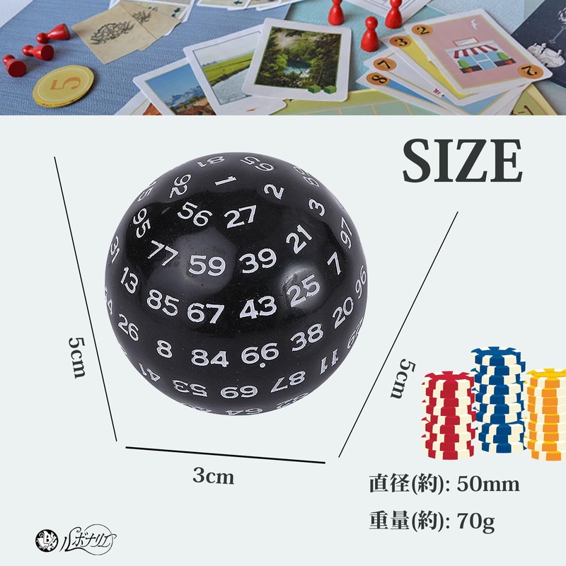 Rubonarie 100 Sided Dice Polyhedral Dice Black White Board Game