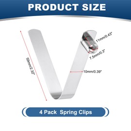 PATIKIL 11 x 7.5mm Kayak Paddle Snaps, 4 Pack Tent Pole Clips Steel V Shaped Single Pin Push Button Spring Clips Lock Tube Pole Clips for Camping Awning, Silver Tone, 59mm Long