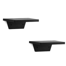 NIUBEST Small Floating Shelves Trapezoid,Mini Wall Shelf,Wood Display Ledges Storage Decor Chic for Living Room,Bedroom,Kitchen,Office Decoration,Pine,7.8x5.9 Inch,2 Pack,(Black)