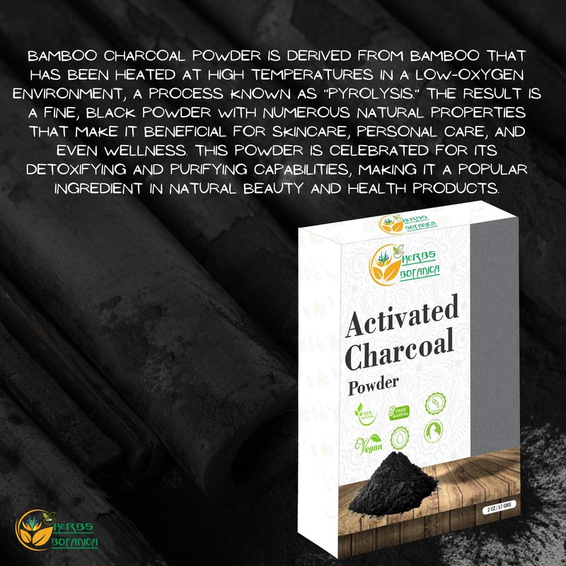Herbs Botanica Activated Charcoal Powder - Food Grade Bamboo Charcoal