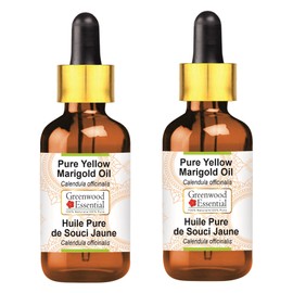Greenwood Essential Pure Yellow Marigold Oil (Calendula Officinalis) with Glass Dropper Natural Therapeutic Quality (Pack of 2) 100 ml x 2 (6.76 oz)