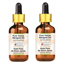 Greenwood Essential Pure Yellow Marigold Oil (Calendula Officinalis) with Glass Dropper Natural Therapeutic Quality (Pack of 2) 100 ml x 2 (6.76 oz)