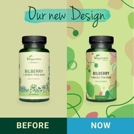 Vegavero Organic Bilberry 12,000mg & Pine Bark Extract | High Strength, Premium Quality from Finland | 90 Vegan Capsules | No Additives