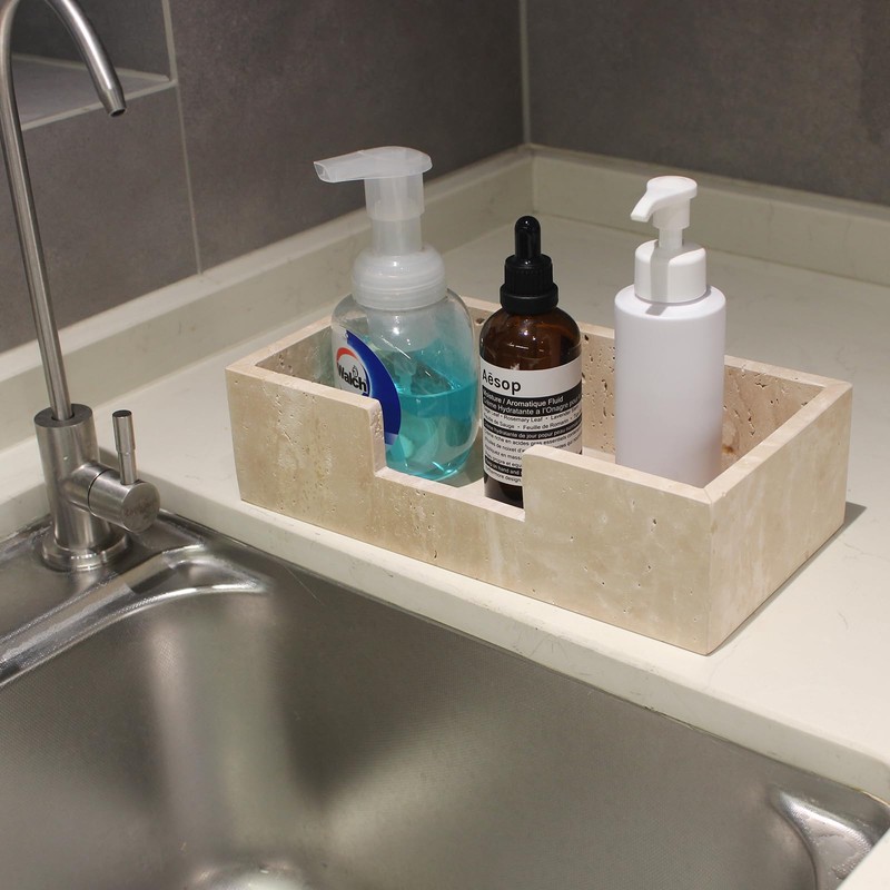 Natural Travertine Napkin Holder 9.8"x4.9"x2.8", Guest Towel Holder, Paper Hand