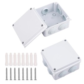 Pack of 2 Waterproof Junction Boxes, Waterproof IP65, Surface-Mounted Junction Box, Outdoor Waterproof Junction Box, Plastic Electrical Box, Junction Box, Junction Box, Distribution Box, White