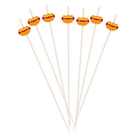 Restaurantware-6 Inch Wooden Hot Dog Skewers, 100 Disposable Sandwich Picks - Built-In Hot Dog Cartoon, Sustainable, Bamboo Decorative Food Picks, For Parties Or Picnics