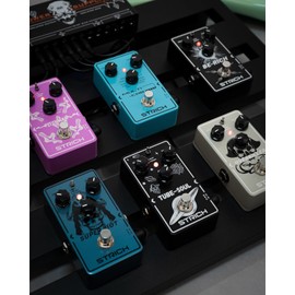 STRICH BE-RICH Tube Overdrive Distortion Pedal for Electric Guitar, Compact and Mini Design, True Bypass, 3 Control Knobs, Volume, Tone, Gain, Dual Modes, Boost, Normal, 9V DC, Black