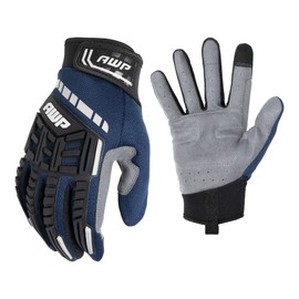 AWP Pro Protect Work Gloves for Men And Women, Full Back-Of-Hand TPR Impact Protection, Large,Blue