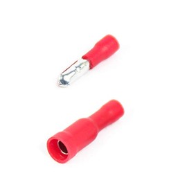 Cable lugs x 110 - red round plug x55 / round receptacles red x55 - crimp connector, insulated, 0.4 mm to 1.5 mm²