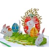 3d Easter Pop Up Card, Easter Bunnies With Eggs Festive