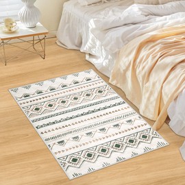 Area Rug Living Room Rugs 8x10 - Large Soft Boho Geometric Rugs, Non-Slip Foldable Washable Rugs Non Shedding Morden Indoor Floor Carpet for Living Room Bedroom Office Dining Room(Brown Green,8'x10')