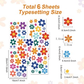 Daisy Flower Car Decoration Sticker, 6 Sheets Car Sticker Daisy Flowers Car Sticker Flowers Daisy Sticker Flower Car Decoration Car Body Sticker (Colour)