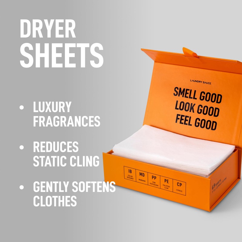 Laundry Sauce - Laundry Dryer Sheets (Italian Bergamot), Luxury Fragrance,