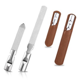 Mabor Stainless Steel Professional Nail File, Pack of 2, Double-Sided Nail Files, Natural Nails, Reusable Nail File, Manicure Files with Leather Case, Files Nails for Manicure, Natural Nails for Home,
