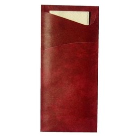 Duni 450056_(1) Cutlery Pockets with Tissues, 8.5 cm x 19 cm, Cream Sacchetto and Bordeaux (Pack of 100)